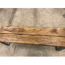 Sitzbank, Altholz-Antik Design, Industrial, Eichenbohlen im Altholz-Stil auf Kufengestell 120x43,5x40cm